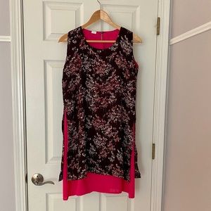 Size large dress black with pink flowers